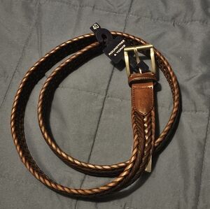 Roundtree & Yorke Braided Double Keeper Leather Belt 40 Brown Nwt